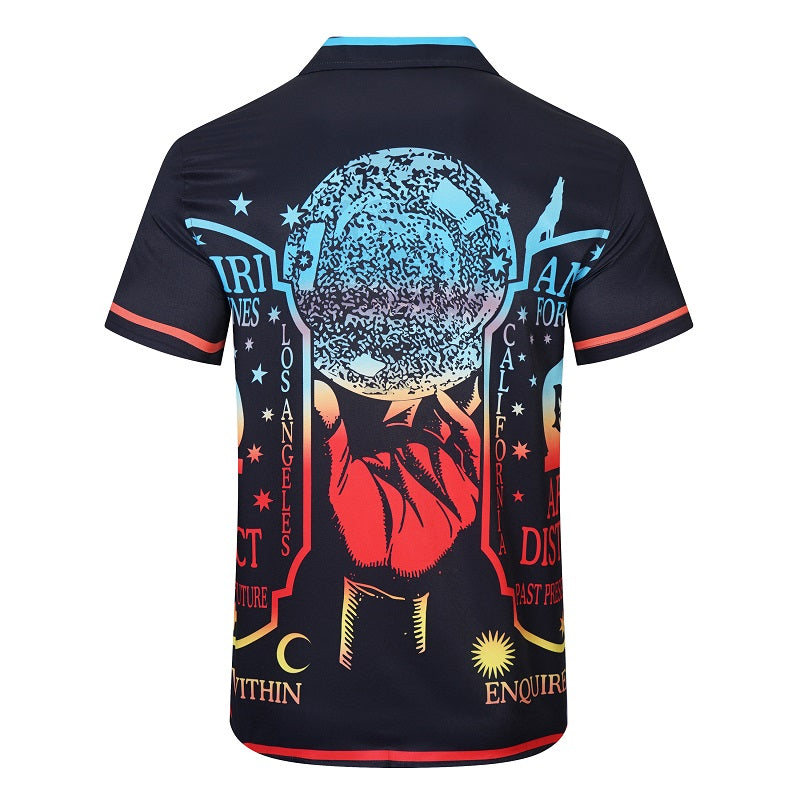 SOLO-AMIRI 2023SS CAMISA DE SEDA DE MANGA CORTA