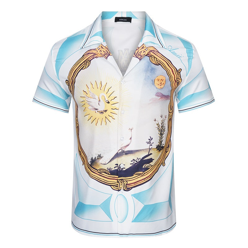 SOLO-AMIRI 2023SS CAMISA DE SEDA DE MANGA CORTA