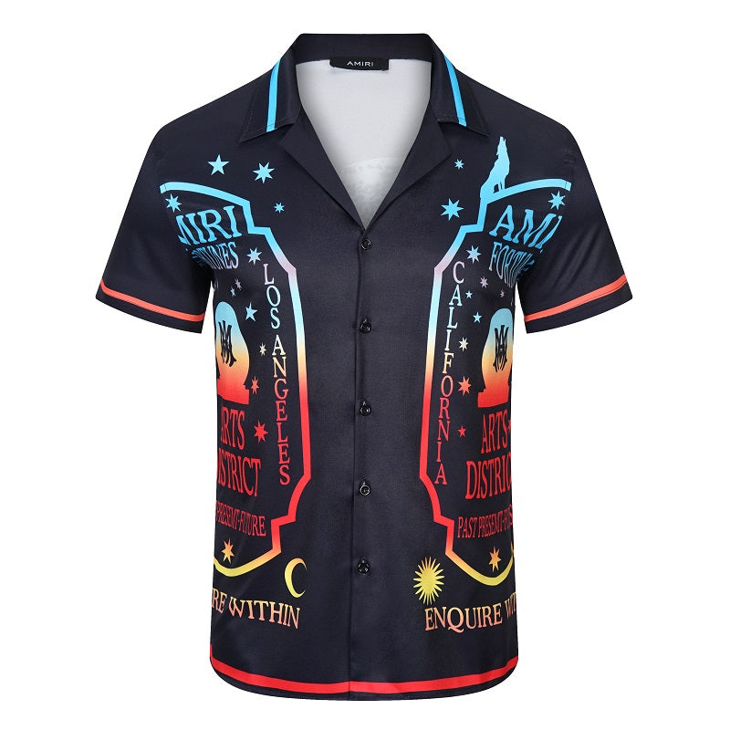 SOLO-AMIRI 2023SS CAMISA DE SEDA DE MANGA CORTA