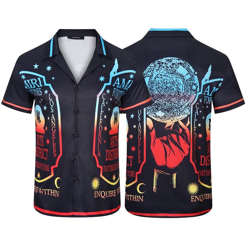 SOLO-AMIRI 2023SS CAMISA DE SEDA DE MANGA CORTA